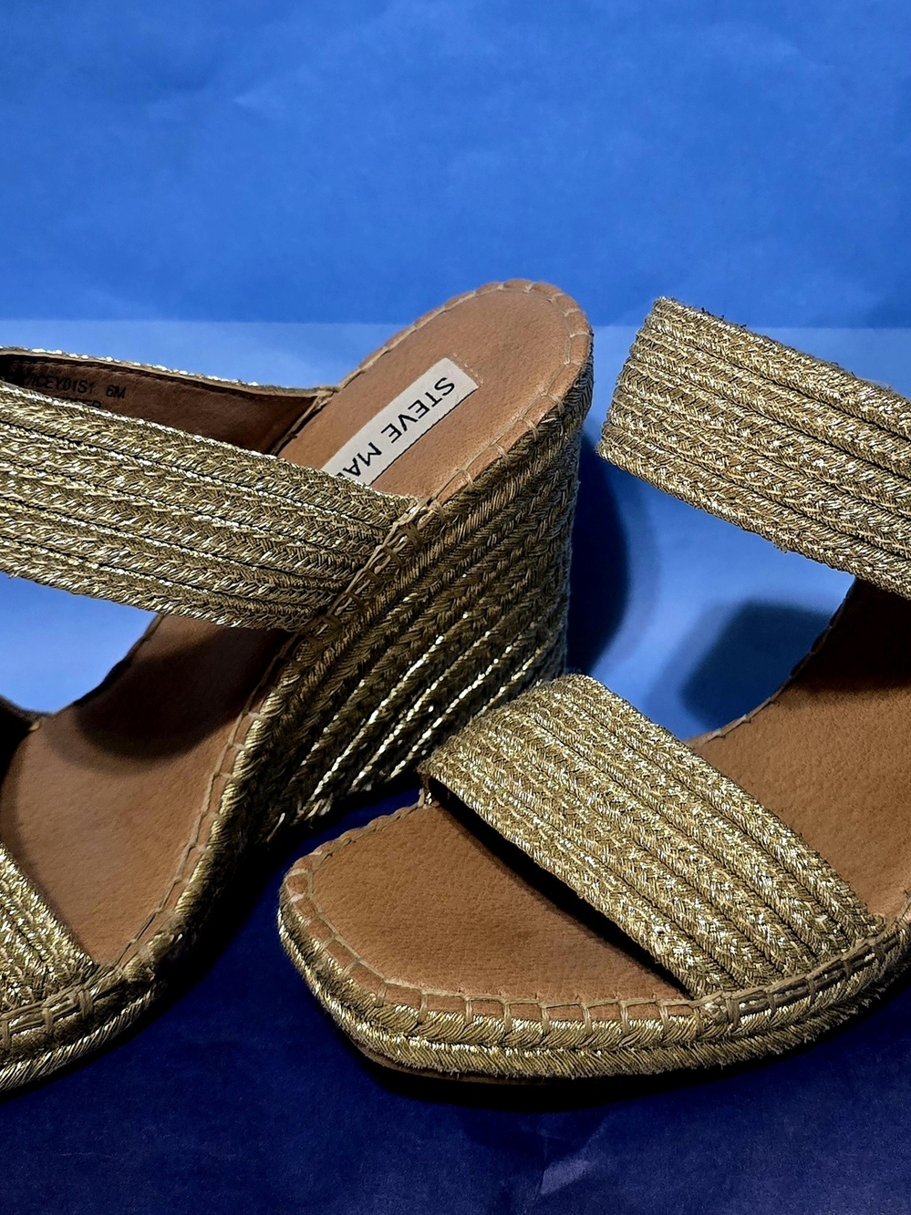 Steve Madden Gold Braided Wedge Sandals